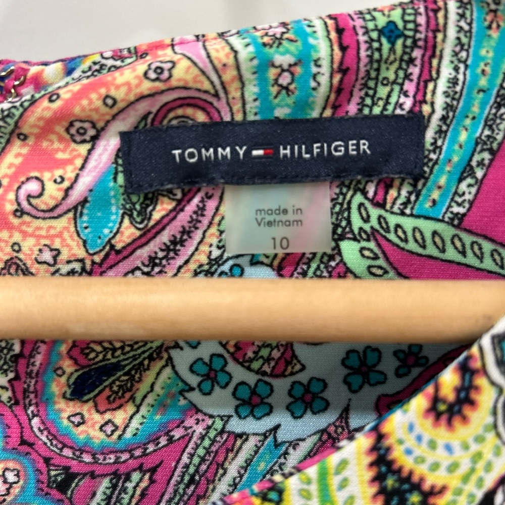 Tommy Hilfiger Multicolor Paisley 3/4 Sleeve Sheath Knee Length Dress Size 10 - Picture 2 of 8